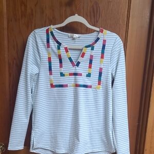 ANDREE BY UNIT Kids Long Sleeve Striped Shirt with Colorful Accents